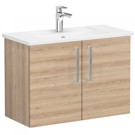 Mobilier de baie - Unitate de baza lavoar baie, cu usi 80cm, compact, natural oak, cu angular lavoar / chiuveta baie | 66398