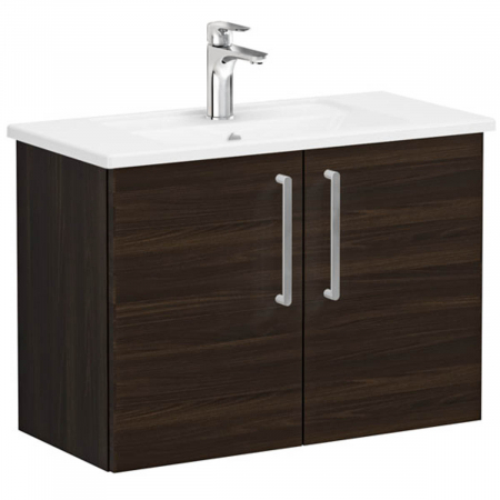 Unitate de baza lavoar baie, cu usi 80cm, compact, walnut, cu angular lavoar / chiuveta baie | 66396 [0]