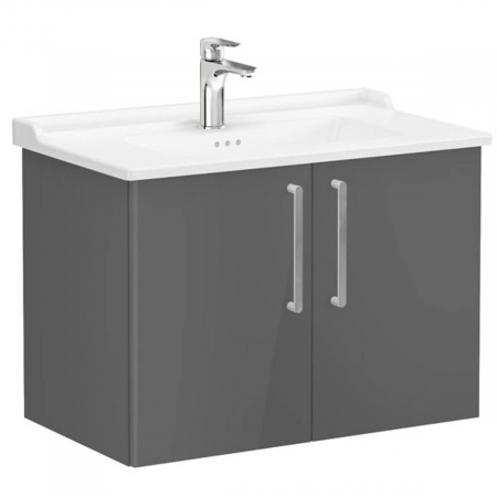 Mobilier de baie - Unitate de baza lavoar baie, cu usi 80cm, inalt gloss anthracite, cu classical lavoar / chiuveta baie | 68158