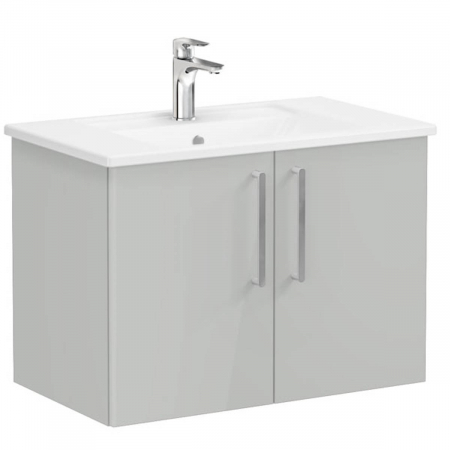 Mobilier de baie - Unitate de baza lavoar baie, cu usi 80cm, inalt gloss pearl grey, cu angular lavoar / chiuveta baie | 66394