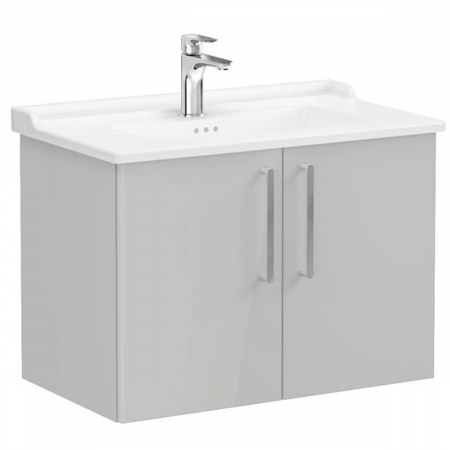Mobilier de baie - Unitate de baza lavoar baie, cu usi 80cm, inalt gloss pearl grey, cu classical lavoar / chiuveta baie | 68157