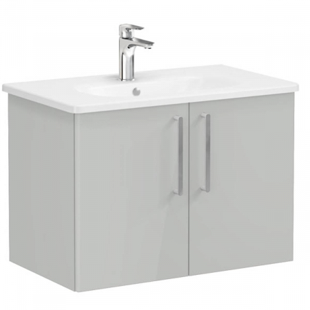 Mobilier de baie - Unitate de baza lavoar baie, cu usi 80cm, inalt gloss pearl grey, cu rounded lavoar / chiuveta baie | 66395
