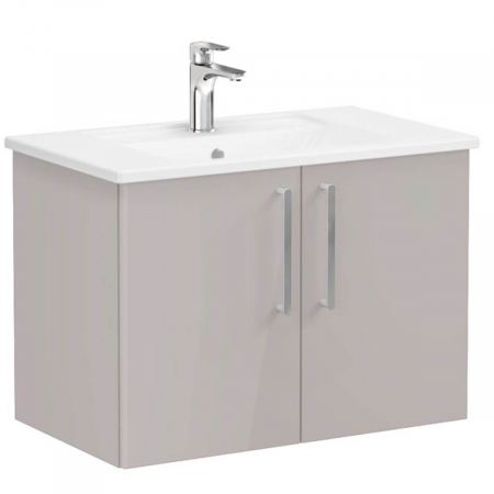 Mobilier de baie - Unitate de baza lavoar baie, cu usi 80cm, inalt gloss sahara beige, cu angular lavoar / chiuveta baie | 66392