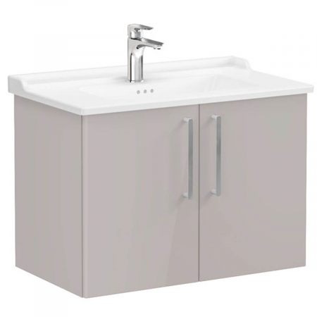 Mobilier de baie - Unitate de baza lavoar baie, cu usi 80cm, inalt gloss sahara beige, cu classical lavoar / chiuveta baie | 68159