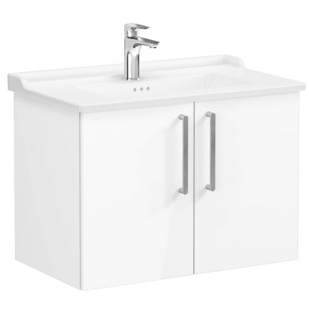 Mobilier de baie - Unitate de baza lavoar baie, cu usi 80cm, inalt gloss alb, cu classical lavoar / chiuveta baie | 68156