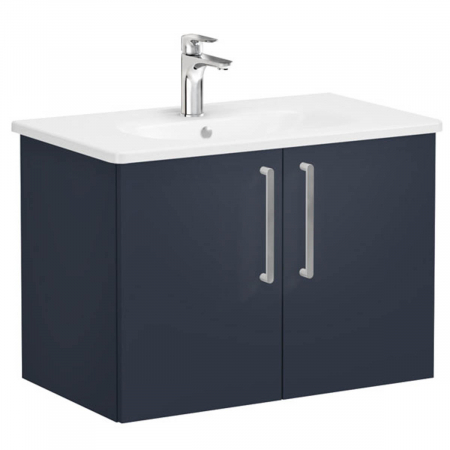 Mobilier de baie - Unitate de baza lavoar baie, cu usi 80cm, mat dark albastru, cu rounded lavoar / chiuveta baie | 68154