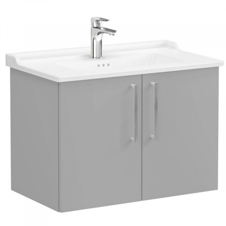 Mobilier de baie - Unitate de baza lavoar baie, cu usi 80cm, mat rock grey, cu classical lavoar / chiuveta baie | 68160