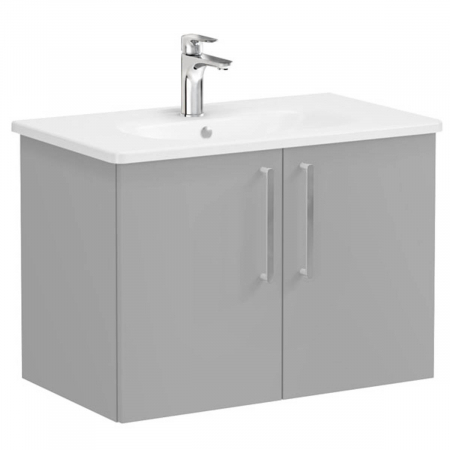 Mobilier de baie - Unitate de baza lavoar baie, cu usi 80cm, mat rock grey, cu rounded lavoar / chiuveta baie | 68152