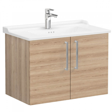 Mobilier de baie - Unitate de baza lavoar baie, cu usi 80cm, natural oak, cu classical lavoar / chiuveta baie | 68163