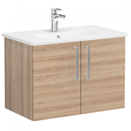 Mobilier de baie - Unitate de baza lavoar baie, cu usi 80cm, natural oak, cu rounded lavoar / chiuveta baie | 66387