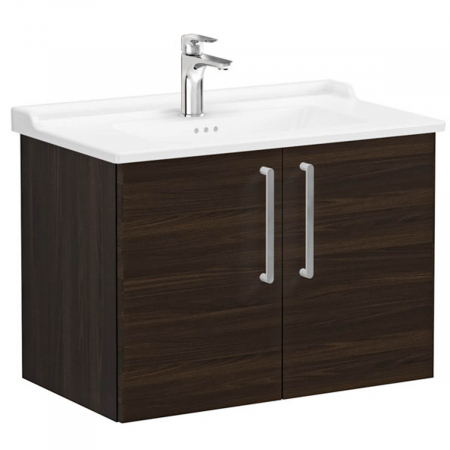Mobilier de baie - Unitate de baza lavoar baie, cu usi 80cm, walnut, cu classical lavoar / chiuveta baie | 68164