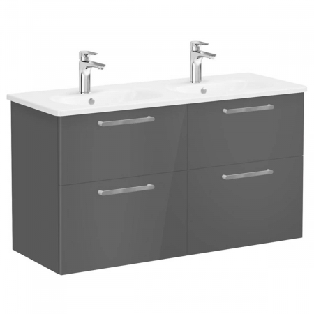 Mobilier de baie - Unitate de baza lavoar baie, cu patru sertare 120 cm, inalt gloss anthracite, cu rounded lavoar / chiuveta baie | 66281