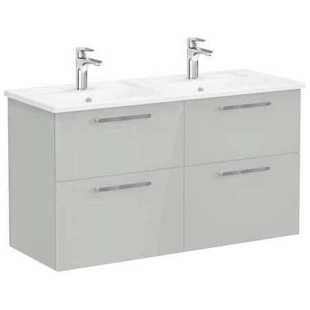 Mobilier de baie - Unitate de baza lavoar baie, cu patru sertare 120 cm, inalt gloss pearl grey, cu angular lavoar / chiuveta baie | 66286