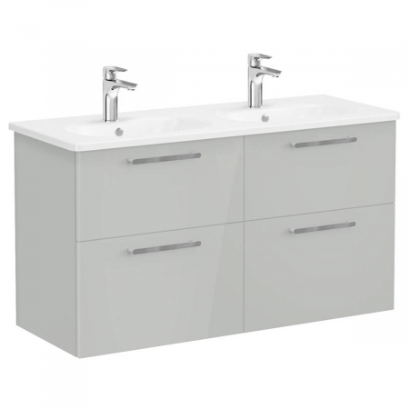 Mobilier de baie - Unitate de baza lavoar baie, cu patru sertare 120 cm, inalt gloss pearl grey, cu rounded lavoar / chiuveta baie | 66287