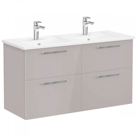 Mobilier de baie - Unitate de baza lavoar baie, cu patru sertare 120 cm, inalt gloss sahara beige, cu angular lavoar / chiuveta baie | 66284
