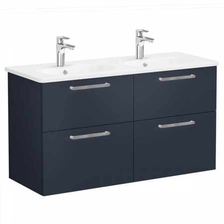 Mobilier de baie - Unitate de baza lavoar baie, cu patru sertare 120 cm, mat dark albastru, cu rounded lavoar / chiuveta baie | 68375