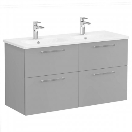 Mobilier de baie - Unitate de baza lavoar baie, cu patru sertare 120 cm, mat rock grey, cu rounded lavoar / chiuveta baie | 68373