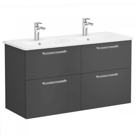 Mobilier de baie - Unitate de baza lavoar baie, cu patru sertare 120 cm, mat storm grey, cu rounded lavoar / chiuveta baie | 68374