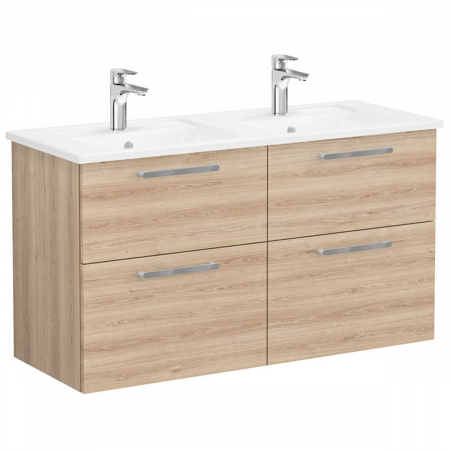 Mobilier de baie - Unitate de baza lavoar baie, cu patru sertare 120 cm, natural oak, cu angular lavoar / chiuveta baie | 66278