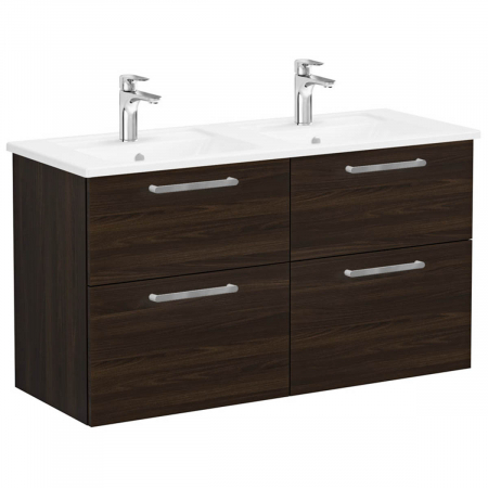 Mobilier de baie - Unitate de baza lavoar baie, cu patru sertare 120 cm, walnut, cu angular lavoar / chiuveta baie | 66276