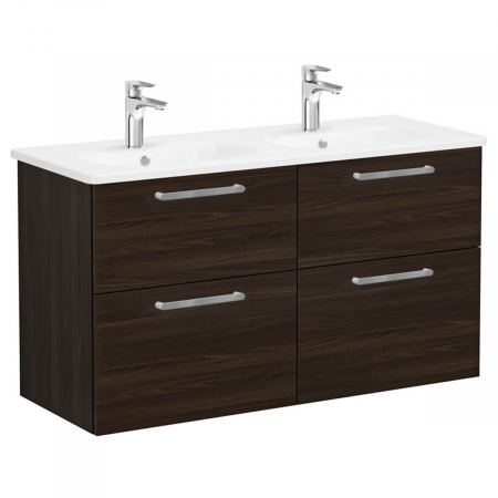 Mobilier de baie - Unitate de baza lavoar baie, cu patru sertare 120 cm, walnut, cu rounded lavoar / chiuveta baie | 66277