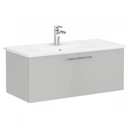 Mobilier de baie - Unitate de baza lavoar baie, cu un sertar 100cm, inalt gloss pearl grey, cu angular lavoar / chiuveta baie | 68239