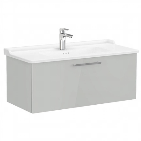 Mobilier de baie - Unitate de baza lavoar baie, cu un sertar 100cm, inalt gloss pearl grey, cu classical lavoar / chiuveta baie | 68259