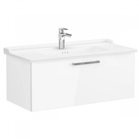Mobilier de baie - Unitate de baza lavoar baie, cu un sertar 100cm, inalt gloss alb, cu classical lavoar / chiuveta baie | 68258