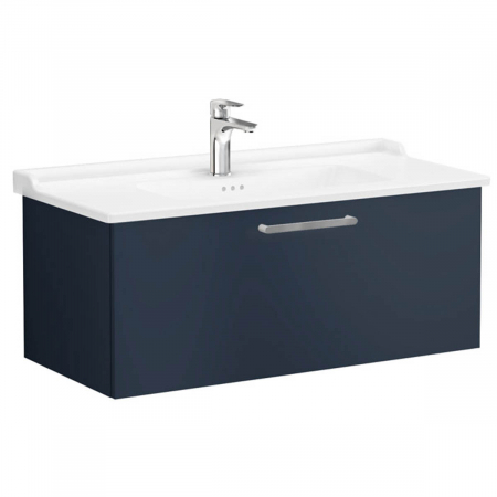 Mobilier de baie - Unitate de baza lavoar baie, cu un sertar 100cm, mat dark albastru, cu classical lavoar / chiuveta baie | 68264
