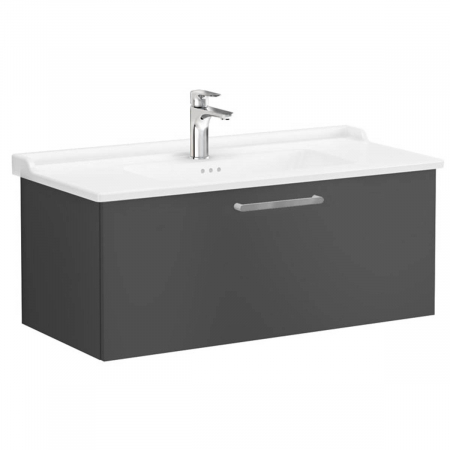 Mobilier de baie - Unitate de baza lavoar baie, cu un sertar 100cm, mat storm grey, cu classical lavoar / chiuveta baie | 68263
