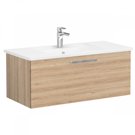 Mobilier de baie - Unitate de baza lavoar baie, cu un sertar 100cm, natural oak, cu angular lavoar / chiuveta baie | 68245