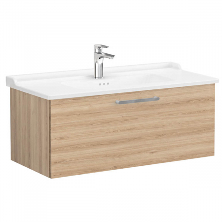 Mobilier de baie - Unitate de baza lavoar baie, cu un sertar 100cm, natural oak, cu classical lavoar / chiuveta baie | 68265