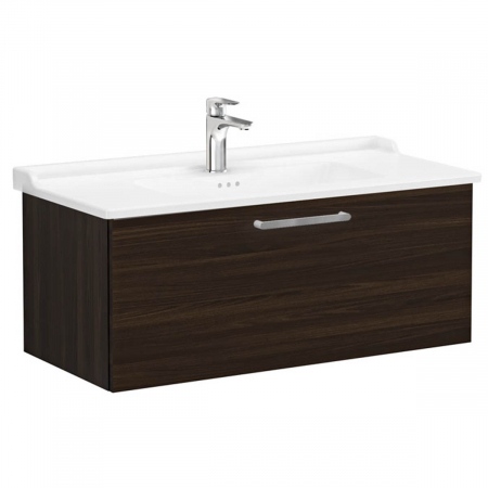 Mobilier de baie - Unitate de baza lavoar baie, cu un sertar 100cm, walnut, cu classical lavoar / chiuveta baie | 68266