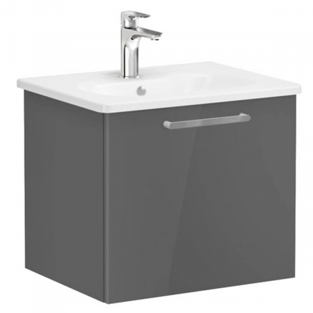 Mobilier de baie - Unitate de baza lavoar baie, cu un sertar 60cm inalt gloss anthracite, cu rounded lavoar / chiuveta baie | 66413