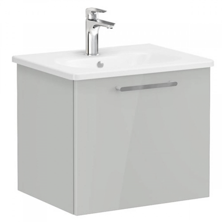 Mobilier de baie - Unitate de baza lavoar baie, cu un sertar 60cm inalt gloss pearl grey, cu rounded lavoar / chiuveta baie | 66419