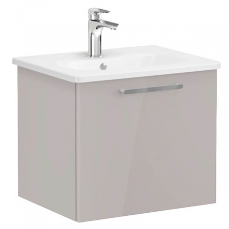 Mobilier de baie - Unitate de baza lavoar baie, cu un sertar 60cm inalt gloss sahara beige, cu rounded lavoar / chiuveta baie | 66417