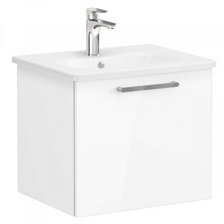 Mobilier de baie - Unitate de baza lavoar baie, cu un sertar 60cm inalt gloss alb, cu rounded lavoar / chiuveta baie | 66415