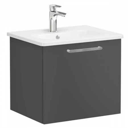 Mobilier de baie - Unitate de baza lavoar baie, cu un sertar 60cm mat storm grey, cu rounded lavoar / chiuveta baie | 68207