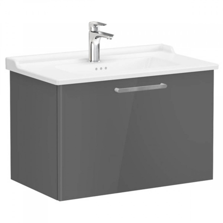 Mobilier de baie - Unitate de baza lavoar baie, cu un sertar 80cm, inalt gloss anthracite, cu classical lavoar / chiuveta baie | 68230