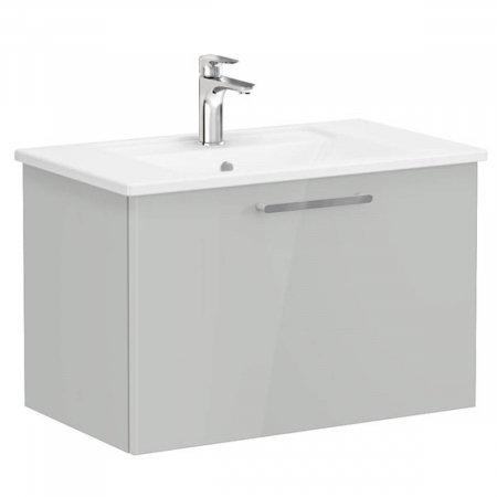 Mobilier de baie - Unitate de baza lavoar baie, cu un sertar 80cm, inalt gloss pearl grey, cu angular lavoar / chiuveta baie | 66430