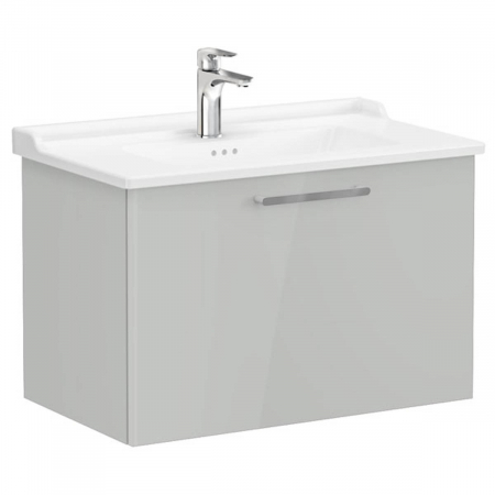 Mobilier de baie - Unitate de baza lavoar baie, cu un sertar 80cm, inalt gloss pearl grey, cu classical lavoar / chiuveta baie | 68229