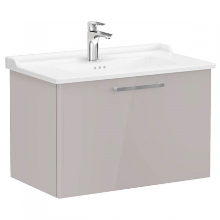 Mobilier de baie - Unitate de baza lavoar baie, cu un sertar 80cm, inalt gloss sahara beige, cu classical lavoar / chiuveta baie | 68231