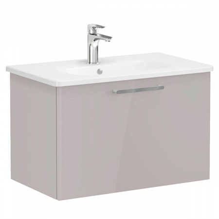 Mobilier de baie - Unitate de baza lavoar baie, cu un sertar 80cm, inalt gloss sahara beige, cu rounded lavoar / chiuveta baie | 66429