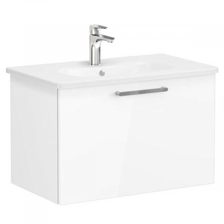 Mobilier de baie - Unitate de baza lavoar baie, cu un sertar 80cm, inalt gloss alb, cu rounded lavoar / chiuveta baie | 66427