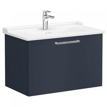 Mobilier de baie - Unitate de baza lavoar baie, cu un sertar 80cm, mat dark albastru, cu classical lavoar / chiuveta baie | 68234