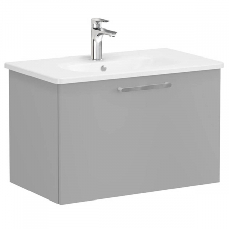Mobilier de baie - Unitate de baza lavoar baie, cu un sertar 80cm, mat rock grey, cu rounded lavoar / chiuveta baie | 68224