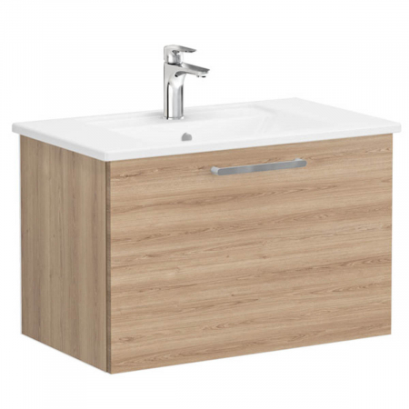 Mobilier de baie - Unitate de baza lavoar baie, cu un sertar 80cm, natural oak, cu angular lavoar / chiuveta baie | 66422