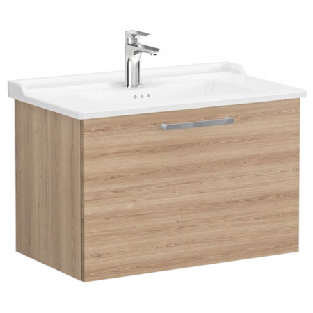 Mobilier de baie - Unitate de baza lavoar baie, cu un sertar 80cm, natural oak, cu classical lavoar / chiuveta baie | 68235