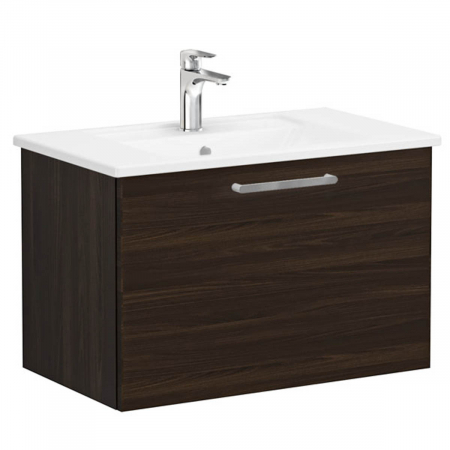 Mobilier de baie - Unitate de baza lavoar baie, cu un sertar 80cm, walnut, cu angular lavoar / chiuveta baie | 66420