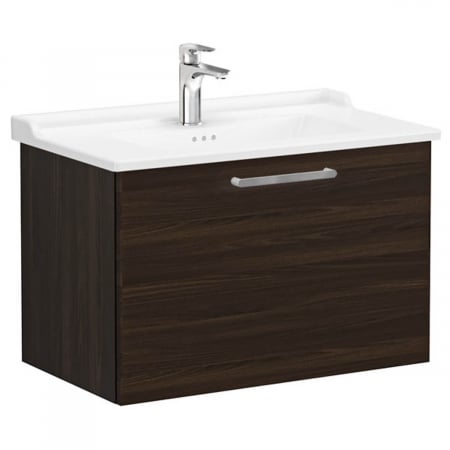 Mobilier de baie - Unitate de baza lavoar baie, cu un sertar 80cm, walnut, cu classical lavoar / chiuveta baie | 68236